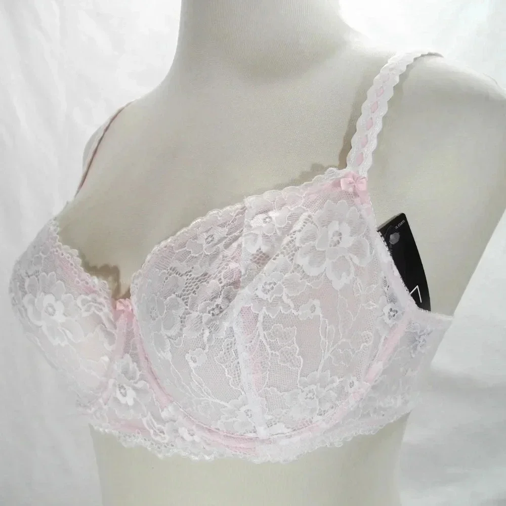 36B Felina 5894 Harlow Sheer Lace Full Bust Underwire Bra Pink NWT‎